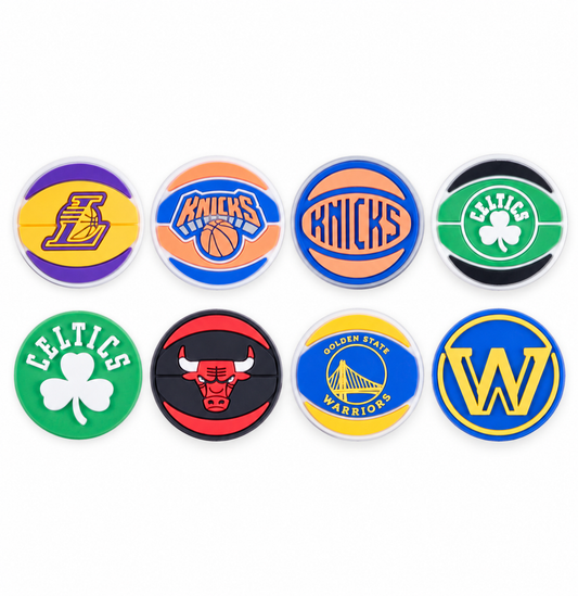 Pin's Ballon de Basket pour Crocs – Logos NBA Lakers, Bulls, Celtics